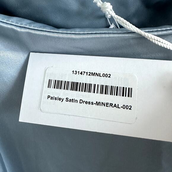 Reformation Paisley Satin Formal Long Maxi Dress Mineral Blue - Picture 6 of 6